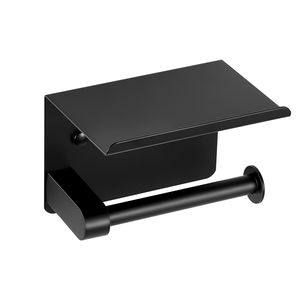 Portarotolo da parete con mensola, in acciaio inossidabile antiruggine, adatto per rotoli Mega, con doppio fissaggio a vite, finitura spazzolata - Product Image 2