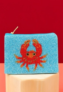 Porte-monnaie perlé fait main bleu et blanc pour le jour du match avec fermeture éclair, portefeuille décoratif pour supporter de football, pochette étoile argentée - Product Image 1