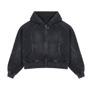 Sweat à capuche zippé personnalisé, style streetwear oversize, unisexe, en molleton épais, pour l'hiver, qualité supérieure OEM ODM - Product Image 2