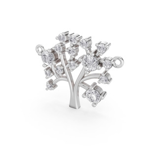 Pendentif Charme Arbre de Vie Aarinya en Or 18 carats avec Diamant de Laboratoire Certifié IGI, Multi-Pierres Taille Brillant, Motif Arbre Généalogique - Product Image 2