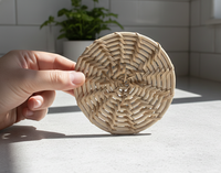 Sous-verre rustique en rotin tressé de 4 pouces, antidérapant, finition naturelle, fait main en Inde, pour la maison, les cafés, les mariages, les banquets, lavable, écologique