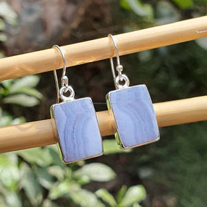 Pendientes de Plata de Ley 925 para mujer, Diamante de ágata de encaje azul, cuerpo de oro de alta calidad para regalos de bodas, piedras preciosas al por mayor - Product Image 3