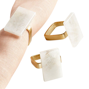 Premium Golden Metal & Marble Napkin <b>Rings</b> Luxury Round Napkin Holders Tabletop Wedding Party Special Dinner Decoration - Product Image 1