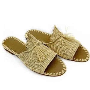 Boho Raffia Sandals – Handmade Moroccan <b>Slide</b> Shoes for Summer - Product Image 3
