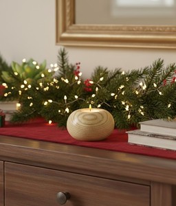 Round Wooden Handmade <b>Tea</b> <b>Light</b> Holder for Home Decor Dining Tables Meditation Spaces Christmas & Easter-Universal Art Creation - Product Image 2