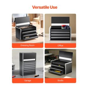 Heavy Duty 8.6 Inch Portable <b>Metal</b> <b>Tool</b> <b>Box</b> with 3 Drawers Small <b>Tool</b> Chest Liners & PP Feet Pads Small <b>Metal</b> <b>Tool</b> Cabinets - Product Image 5