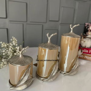 Reusable Luxury Metal Aluminum Food Storage <b>Jars</b> Fancy Decorate With Lid Pairs of 3 for Restaurants and Hotels Use - Product Image 1