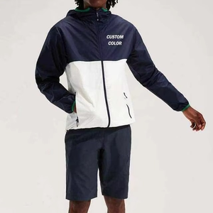 Custom Men's 100% Nylon <b>Windbreaker</b> Street Wear Colorblock Jacket Elasticated Trims Front Zip for Spring-OEM Service Available - Product Image 1