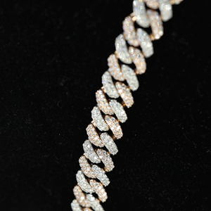 Rose Gold Plated Moissanite Cuban Link <b>Chain</b> Necklace 925 Sterling Silver <b>Ice</b> Cube Hip Hop Jewelry for Men and Women - Product Image 5