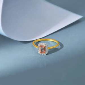 แหวนทองประดับเพชรทรงโอเวอร์เฮดรูปทรงพีชคัชชั่น - Product Image 4