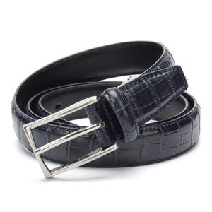 Ceinture en cuir véritable vintage pour homme, motif crocodile, avec boucle en alliage à ardillon unique, pour affaires et décontracté, vente en gros - Product Image 4