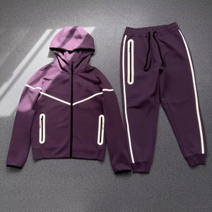 Conjunto Deportivo con Capucha para Hombre, Color Sólido, Estampado Luminoso, Tejido de Poliéster, Ropa Casual de Otoño - Product Image 4