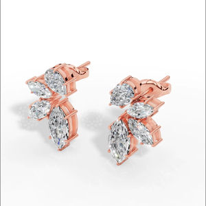 Boucles d'oreilles clous de luxe multi-pierres avec combinaison de pierres taillées en marquise et en poire, or 10K, bijoux fins, fournisseur en gros - Product Image 1