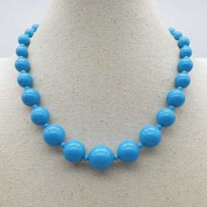 B.H CRAFTS BH-1371 Classic <b>Blue</b> Resin Turquoise Beaded <b>Necklace</b> Unisex Fashion Jewelry Round Ball Shape Statement Piece Party - Product Image 1