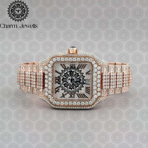 Reloj de Lujo para Hombre Charm_Jewells, Cuadrado, Dorado, con Bisel de Diamantes, Acero Inoxidable, 20 mm, Movimiento Mecánico, Esfera de Cristal Analógica, 10 Bar - Product Image 6