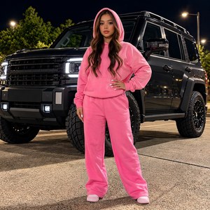 Wholesale <b>Brushed</b> Fleece 100% Cotton Eco-friendly Full-length Women's Winter Tracksuit for Streetwear Brand Collections - Product Image 5