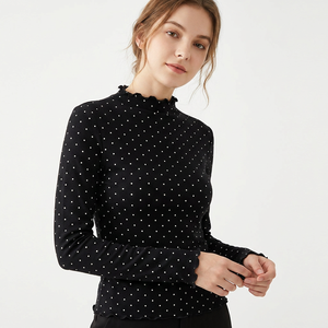Chemisier décontracté en maille à pois noirs, col rond, manches raglan, coupe ample, respirant, pour femme, idéal au quotidien, pour adolescentes, l'école, les fêtes et la famille - Product Image 4