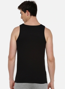 Camiseta sin mangas para hombre, gris y negra, con estampado, cuello redondo, informal, transpirable, de poliéster tejido, para deporte. - Product Image 4