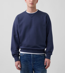 High Quality Heavyweight 380 GSM French Terry Custom Oversized Crewneck <b>Plain</b> <b>Sweatshirt</b> for Men - Product Image 3