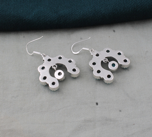 925 <b>Sterling</b> <b>Silver</b> Blue Turquoise Gemstone Vintage Water Drop Shape Bezel Setting Handmade Twisted <b>Wire</b> Beaded Dangle Earrings - Product Image 4