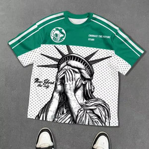 Camiseta de malla extragrande personalizada estilo jersey con estampado gráfico y número, proveedor mayorista de ropa urbana - Product Image 1