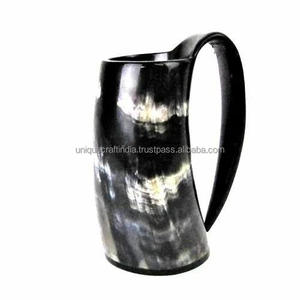 Taza de cuerno para beber natural hecha a mano de buena calidad personalizada, jarra de cuerno tallada vikinga, tazas curvas de la India - Product Image 3
