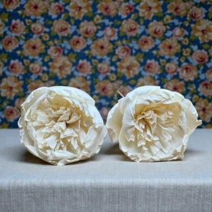 Fleurs en bois de Sola VADEE faites à la main, durables, classiques, couleur ivoire, pivoine, 8,5 cm, tige en fibre de plantes de Sésbanie, de Thaïlande - Product Image 1