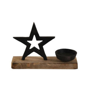 Árbol de Navidad de Aluminio Fundido Más Vendido con Acabado Plateado y Portavelas de Cristal en Base de Anillo de Madera - Decoración Navideña - Product Image 2