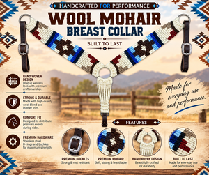 BREASTCOLLAR Collar de Pecho Personalizado para Caballo Estilo Western con Lana y Cuero, Patrón Navajo con Cuentas y Extremos de Cuero - Product Image 2