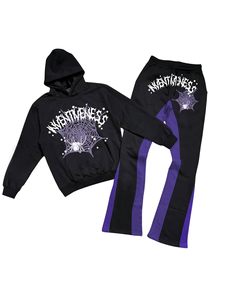 Ensemble jogging homme de haute qualité, sweat à capuche et pantalon évasé, streetwear 100% coton, design graphique personnalisé, survêtement pour homme - Product Image 1