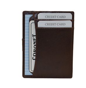Cartera Minimalista de Gamuza para Tarjetas con Clip Metálico de 7 Pulgadas para Hombre, Diseño de Bolsillo Frontal en Cuero Marrón - Product Image 5