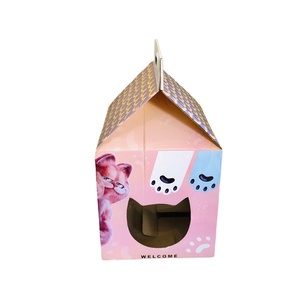 OEM High Quality Ivory Board Cat Shelter Portable Durable Paper Pet Scratcher House Entertainment Cardboard Mix Color Package - Product Image 1
