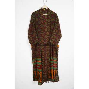 Pure Silk Kimono <b>Nightdress</b> Women Soft Comfortable Elegant Japanese Bridal Patchwork V-neck Drawstring High Quality <b>Long</b> - Product Image 2