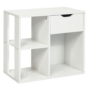 Comodino Moderno Rustico a 3 Ripiani con Ripiano Portaoggetti e Cassetto in MDF per Camera da Letto e Hotel - Product Image 3