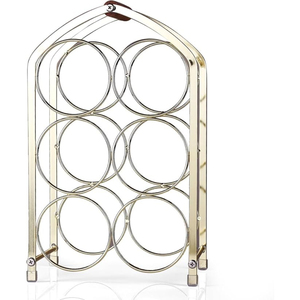 Modern Minimalistic 6 Bottle Tabletop Wine <b>Rack</b> Heavy-Duty Black Wrought Iron Countertop Wine Storage Holder Display Stand - Product Image 5