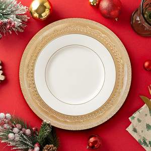 Assiette de présentation de luxe avec bordure en perles, accessoire haut de gamme pour la mise en scène de table de mariage et de banquet - Product Image 4