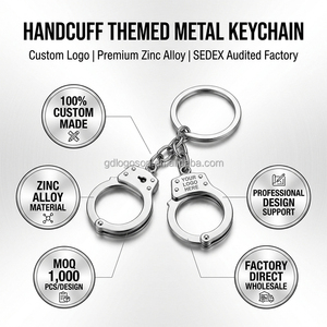 Porte-<span class=keywords><strong>clés</strong></span> mini menottes personnalisables en métal gravé, vente en gros, écologique et sans nickel - Product Image 2