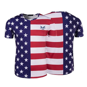 Camiseta de Manga Corta con Estampado de Bandera Americana para Hombre, Cuello Redondo, Corte Regular, Informal, de Poliéster Tejido, Venta al Por Mayor, Marca Ekin Impex - Product Image 1