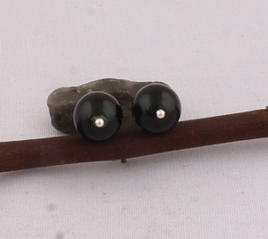 Natural <b>Black</b> Onyx <b>Stud</b> <b>Earrings</b> 925 Sterling Silver Vintage Victorian Style Round <b>Black</b> Gemstone <b>Studs</b> B2B Wholesale Jewelry - Product Image 1