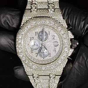 Customizable Moissanite Diamond Analog Wrist Watch Iced out with VVS Clarity Quartz Movement Glass Dial <b>Window</b>-for Business Gift - Product Image 1