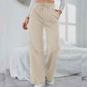 Pantalones Anchos de Cintura Alta para Mujer, Estilo Casual de Otoño, Color Sólido, Corte Holgado, Largos, Cintura Elástica, Fibra de Bambú y Algodón Transpirable - Product Image 3