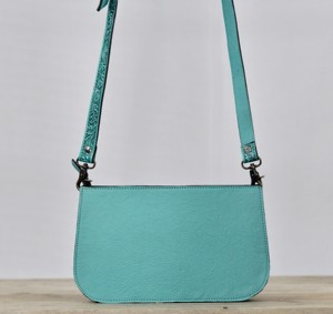 Bolso de Hombro de Cuero Genuino Azul Cielo para Mujer, Estilo Bohemio con Diseño Floral, Correa Única, para Uso Diario, Novedad 2026 - Product Image 3
