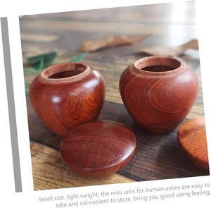 <b>small</b> keepsake wood urn for ashes cremation memorial <b>jar</b> funeral container decorative set of 2 - Product Image 4