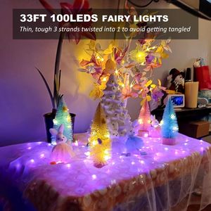 Guirlande lumineuse USB à brancher, 100 LED, 10 m, blanc chaud, 20 couleurs changeantes, effet lucioles, pour chambre et Noël - Product Image 4