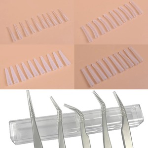Juego de 10 Pinzas de Acero Inoxidable de Diseño Moderno para Injerto de Pestañas, Pinzas Curvas para Cejas, Reutilizables - Product Image 2