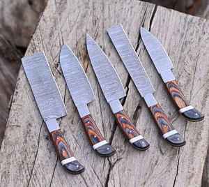 Juego de Cuchillos de Chef de 5 Piezas de Acero de Damasco Hechos a Mano con Funda de Cuero, Cuchillos de Cocina de Alta Calidad de Acero de Damasco con Funda de Cuero - Product Image 5