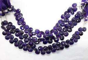 Perles de pierres précieuses en améthyste naturelle africaine facettée en forme de cœur, 8-9 mm, 8 pouces, vente en gros - Product Image 6