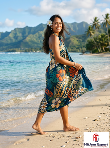 Custom Hawaiian Polynesian Sarong Pareo Printed Satin <b>Beach</b> Wrap OEM ODM Textile Manufacturer Supplier - Product Image 4