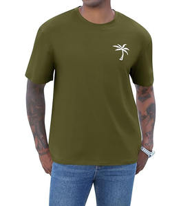 Camiseta de manga corta para hombre, 100% algodón, tejido transpirable, diseño liso, cuello redondo, corte holgado, camiseta de verano - Product Image 3