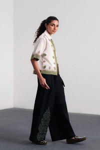Chemise courte en coton ethnique pour femmes avec broderie, style Inde Pakistan, coupe ample, décontractée, toutes saisons, blanc, vert, noir - Product Image 2